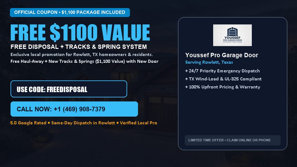 FREE Old Door Haul-Away & Heavy-Duty Tracks in Rowlett, TX - Youssef Pro Garage Door